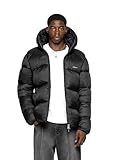 Burocs Glossy Puffer Jacket - Black - Jacke Herren - 2-Wege Reißverschluss - Metall Logo - Innentasche mit Reißverschluss - Kordelzug - 100% Nylon Obermaterial, Größe:S, Farbe:Black