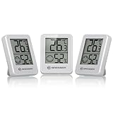 Bresser 3er Set Thermometer Hygrometer - Digitales Raumthermometer für Kontrolle Innenraum Luftfeuchtigkeit, Kühlschrankgeeignet, Wandmontage und Magnet, Schimmelvorbeugung - Indikator Smiley, Weiß