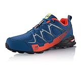 Fusskleidung® Damen Herren Wanderschuhe atmungsaktive Trail Running Trekkingschuhe Blau Orange EU 36