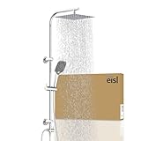 EISL EASY DELUXE Duschset, Duschsystem ohne Armatur 2 in 1 mit großer Edelstahl Regendusche (300 x 300 mm) und Handbrause, Regendusche ohne Armatur ideal zum Nachrüsten, inkl. Duschabzieher DX12011