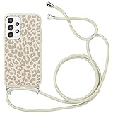 Yoedge 2 in 1 Handykette Handyhülle für Samsung Galaxy A52 4G/A52 5G/A52s 5G Hülle mit Band 6,5", Weich TPU Silikon Motiv mit Kordel zum Umhängen, Necklace Stoßfest Bumper Case, Leopard Druck