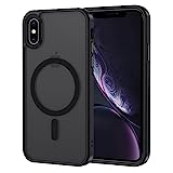 XTCASE Hülle für iPhone X/XS Magnetisch kompatibel mit Magsafe, Matt Transluzente Handyhülle für iPhone X/XS Kratzfeste PC Rückseite + TPU Bumper - Schwarz