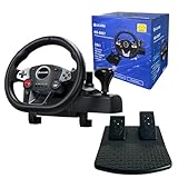 DuLingKer PC Lenkrad mit Pedalen und Schaltung, 270° Gaming Lenkrad für PC/PS4/Switch/PS3/Xbox One/Xbox 360/Android TV, Racing Wheel PC mit Schaltwippen, Vibrationen Feedback