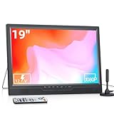 DESOBRY 19-Zoll tragbarer Fernseher 1080P mit Antenne, Kleiner Fernseher mit HDMI/AVEingang USB-Anschluss, Mini tragbarer Fernseher für Küche, Schlafzimmer, Camping und Wohnmobil (ohne Batterie)