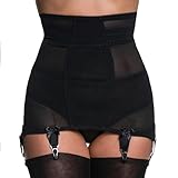 Vicky's Nylons Strapsgürtel Charlotte LongLIne Mieder Suspender belt Super sexy 6 Straps mit Metallclips Schwarz/Rot oder schwarz/schwarz (Schwarz, 2XL)