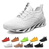 JXOPY Tallboost-Sneaker, höhenvergrößernde Schuhe for Herren, Herren-Tallboost-Schuhe, Wanderschuhe, Bequeme, rutschfeste, atmungsaktive Strick-Slip-On-Sneaker(Weiß,42 EU)