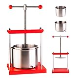 Obstpresse Manuell 5L - Edelstahl Fruchtpresse für Wein, Cider, Säfte & Liköre - Weinpresse Ø20 cm mit emaillierter Basis und Schraubmechanismus