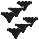 PUMA Damen Unterwäsche Unterhosen 6 String Thong (2x3) im Vorteilspack (Black, M)