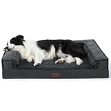 BEDSURE Orthopädisches Hundebett Große Hunde - Hundekorb, Hundekissen, Hundesofa mit Eierförmiger Kistenschaum, Kuschelig Schlafplatz in Größe 89x64x15 cm,Abnehmbar und Waschbar Hundebetten, grau