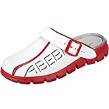 Abeba Berufsschuh-Clog Abeba 7313 – 35 Dynamic Pantoffeln, mehrfarbig, 7313-40, weiß/rot mit Aufdruck, 40 EU