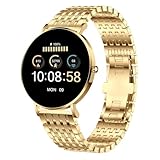 XCOAST SIONA 2 Elegance Gold Smartwatch - 1,3" AMOLED, Wasserdicht, Puls, Blutdruck, Blutsauerstoff, 21 Sportmodi, 7 Tage Akku, iOS&Android, Edelstahl