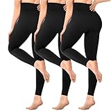 SINOPHANT 3er Pack Leggings Damen High Waist, Blickdicht Schwarze Leggings für Gym Yoga Sport, Schwarz/Schwarz/Schwarz, L-XL