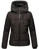 MARIKOO Damen Winterjacke Steppjacke warm mit Kapuze Shimoaa XVI Black Gr. M