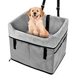 Vivifying Hunde Autositz - Hundesitz Auto Rückbank, Sicherer und Stabiler Autositz Hund mit Gurtbefestigungshaken und Plüschkissen für Hunde bis 11 kg 41x33x36 cm (Grau)