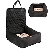 HAPPY HACHI Hundebett Autositzbezug Pet Car Booster Seat 2 in 1 Front Back Protector Pet Lookout Tragbarer Autositzabdeckung Hundetransport Vordersitz mit dickem Zwinger und Sicherheitsgurt