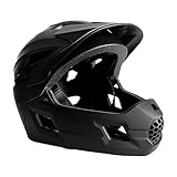 Crazy Safety Schwarzer Fullface Helm | Für Mountainbike, BMX, Skateboard | Kinderhelm 2-in-1 mit abnehmbarem Kinnschutz | Motocross Fahrradhelm Größe M 54-57 cm | Leicht und belüftet