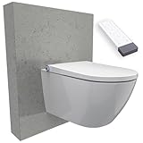 BERNSTEIN Dusch-WC Pro+ 1102 in Weiß, Spülrandloses Hänge-WC mit Bidet Funktion - Komplettanlage mit Fernbedienung Absenkautomatik selbstreinigende Düse