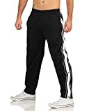 ZARMEXX Herren Trainingshose mit seitlicher Knopfleiste zum öffnen Button Up Sporthose Freizeithose Jogginghose Sportswear (schwarz, XXL)