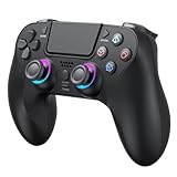 varkda Wireless Controller für PS4, Game Controller Kompatibel mit PS4/Slim/Pro/PC, Gamepad Joystick mit Dual Vibration/RGB-LED/6-Achsen Gyro Sensor/Touchpanel/EXT/Audio Jack, Präzision und Kontrolle