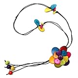 Idin Tagua Halskette - Buntes Blumenmotiv (ca. 112 cm)