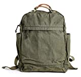 Gootium Canvas Rucksack für Damen Vintage Stil Reißverschluss Tasche Herren Casual Daypack Tuch Outdoor Reiserucksack Olive