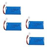 YUNIQUE GREEN-CLEAN-POWER - Set von 4 Wiederaufladbaren LiPo-Batterien 3.7V 500mAh | Kompatibel mit HUBSAN X4 H107L/C/D, V252, JXD 385 | Für RC Drohnen | Maße: 42x20x8 - Gewicht: 13 Gramm