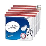 Softis 4-lagiges Toilettenpapier | 45 Rollen-Packung (5 x 9 Einzelpackungen) | 100 Blatt pro Rolle | Einzigartiges Softkammer-System | Recyclebare Verpackung | FSC®-zertifiziertes Papier