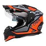 O'NEAL | Motorradhelm | Enduro Motorrad | Ventilationsöffnungen für maximalen Luftstrom & Kühlung, integrierte Sonnenblende | Sierra Helmet R V.24 | Erwachsene | Schwarz Orange Grau | Größe L