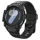 Spigen Rugged Armor Pro Hülle mit Armband Kompatibel mit Samsung Galaxy Watch 7 44mm (2024) - Matt Schwarz