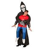 AirSuit® Aufblaseres Sensenmann-Kostüm | Aussergewöhliches Köstum für Halloween | Premium Qualität | Erwachsene | Polyester | Aufblassystem inbegriffen | OriginalCup®