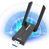 NEWFAST 5400Mbit/s USB WLAN Stick Adapter Für PC USB WLAN 6 Adapter 6GHz/5GHz/2.4GHz High Gain Dual 5dbi Antennen WLAN 6E Adapter, MU-MIMO, WiFi Dongle, WPA3, WLAN empfänger NUR für Windows 10/11