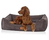 Knuffelwuff orthopädisches Hundebett aus Cord mit Handwebcharakter Nunavut XXL 120 x 85cm Braungrau - Abnehmbarer Bezug - waschbar - für große, mittelgroße und kleine Hunde