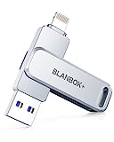 BLANBOK+ Apple MFi-zertifizierter USB Stick 128G für iPhone, Externer iPhone Stick Speicherstick USB External Memory Stick für iPhone Photostick Lightning Backup für iPhone/iPad/Android/PC