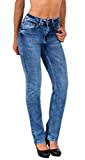 ESRA Damen Straight Fit Jeans Hose Damen Jeanshose gerader Schnitt bis Übergröße G700