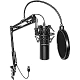 USB Gaming Mikrofon PC, TONOR Podcast Kondensator Microphone Kit Nierencharakteristik mit Arm Ständer Popschutz, Brodcasting Mic Studio Mikro, Mikrophon für Streaming Aufnahme YouTube Twitch PS4/5, Q9