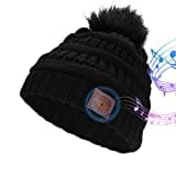 LINGSFIRE Bluetooth-Mütze für Damen, warm, gestrickt, kabellos, abnehmbares Headset mit Bommeln, Bluetooth-Kappe, waschbar, geeignet für Outdoor-Sport, Laufen, Skifahren, Skaten, Radfahren