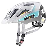 uvex quatro cc MIPS - sicherer MTB-Helm für Damen und Herren - MIPS-Sysytem - individuelle Größenanpassung - white - sky - 56-61 cm