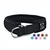 Weich Neopren Gepolstert Hundehalsband (4cm Breite) Reflektierend Hund Halsband mit Robust Nylon & Zugstopp Bequem Zughalsband Dressurhalsband für Kleine Mittlere Große Hund Anti-Zug Walken XL,Schwarz