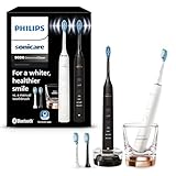 Philips Sonicare DiamondClean 9000 elektrische Zahnbürste, Doppelpack,Zahnbürste mit Schalltechnologie inklusive App, Drucksensor,4 Putzmodi,3 Intensitätsstufen, schwarz und roségold, Modell HX9914/61