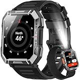 Blackview Smartwatch Herren, Fitnessuhr mit Telefonfunktion, Anrufe tätigen/empfangen, Kompass, IP68 Wasserdicht, Sportuhr mit 100+ Sportmodi, Puls-Schlaf-Monitor, Schrittzähler, Uhr für Android iOS