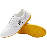 G-LIKE Chinesische Taichi Training Schuhe - Traditionelle Kampfkunst Kung Fu Wushu Wing Chun Gymnastik Unisex Turnschuhe Herren Damen Freizeitschuhe Weiche Sohle Lederschuhe (Weiß, Numeric_39)