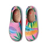 UIN Damen Loafers Kunstgemalte Reiseschuhe Slip On Schuhe Canvas Lässige Wanderschuhe Bequem Lightweight Sneaker Toledo Ⅰ Good Old Days (38)