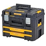 Dewalt T STAK Boxen Kombination DWST83395-1 (Kombination aus T STAK Boxen II und IV, IP54, anpassbare Schaumstoffeinlage, herausnehmbare Innenteiler, Metallschließen, 2 Handgriffe) 1 Stück