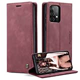 caseme Handyhülle für Samsung Galaxy A52S 5G/A52 4G/5G Hülle Premium Leder Klappbar Flip Case Magnet Kartenfach Standfunktion Tasche Schutzhülle für Samsung Galaxy A52S 5G/A52 4G/5G - Weinrot