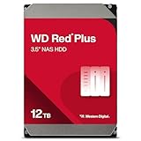 WD Red Plus interne Festplatte NAS 12 TB (3,5 Zoll, Workload-Rate 180 TB/Jahr, 7.200 U/min, 256 MB Cache, 196 MB/s Übertragungsrate, NASware-Firmware für Kompatibilität, 8 Bays) Rot