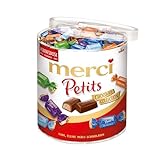 merci Petits Chocolate Collection – 1 x 1000g – Mix aus nicht gefüllten und gefüllten Schokoladen-Spezialitäten in praktischer Runddose