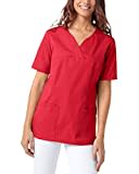 CLINIC DRESS Schlupfkasack Damen Kasack für die Pflege 1/2 Arm Regular Fit Länge ca. 70 cm 50% Baumwolle 95 Grad Wäsche rot M