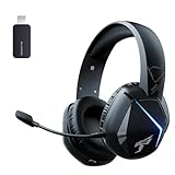 Somic 2.4G Wireless-Gaming-Headset für PS4, PS5, PC mit abnehmbarem Mikrofon und RGB-Regenbogen-LED, Surround-Sound, Bass, Over-Ear-Kopfhörer mit Spiel/Audio/Live-Broadcast-Soundmodus