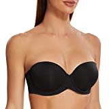 MELENECA Damen Push-Up Trägerlos BH - Bügel BH mit geformte Cups Schwarz 75A