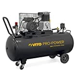 VITO Black Series Kompressor 200 Liter 10 Bar 230V 4 PS - 10bar Betriebsdruck (max. 12bar) - 400L/Min - Luftkompressor 200L Kessel - Ölgeschmiert - Druckluftkompressor (200B)